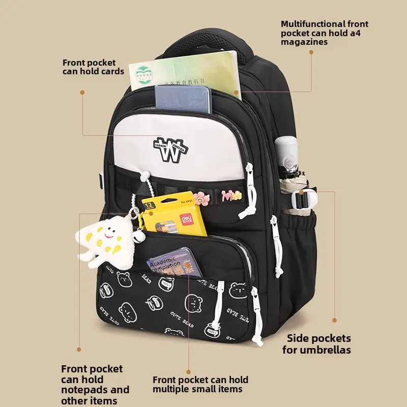 South Korean ins cute cartoon printed large capacity backpack Japanese soft sister schoolbag girls new backpack