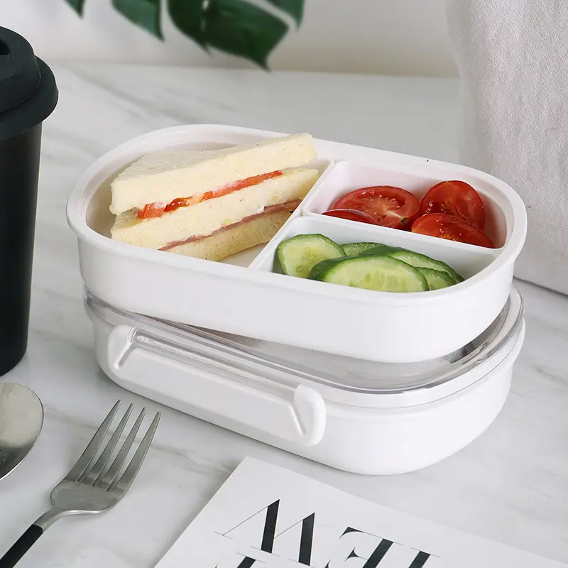 Student lunch box can be microwave lunch box Plastic sealed fruit food compartments crisper insulated lunch box