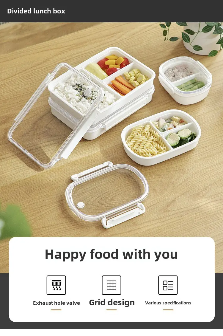 Student lunch box can be microwave lunch box Plastic sealed fruit food compartments crisper insulated lunch box