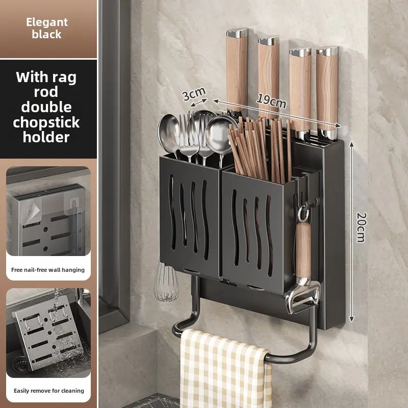 Kitchen knife holder chopsticks cylinder chopsticks spoon wall hanging chopsticks bucket in one storage and finishing utensils