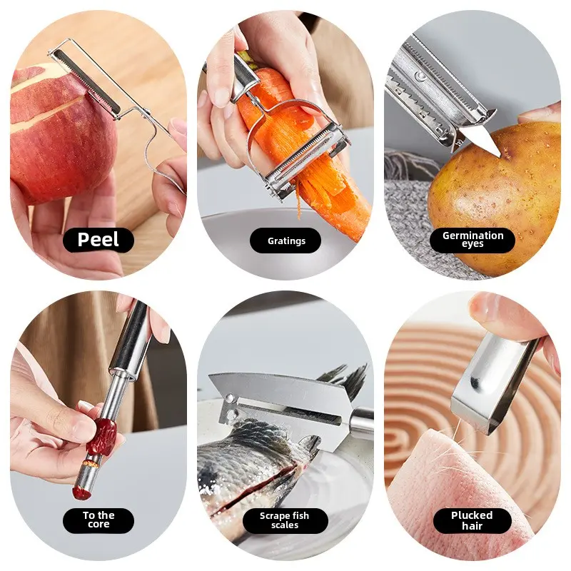 Stainless steel peeler Multi-functional kitchen paring knife Multi-purpose planer paring knife for potatoes