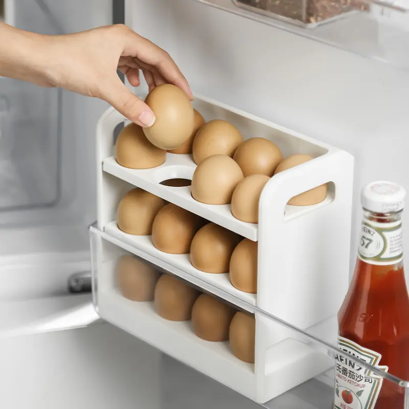 Egg storage box Refrigerator side door storage rack Kitchen special storage for egg tray crisper can be turned over egg box