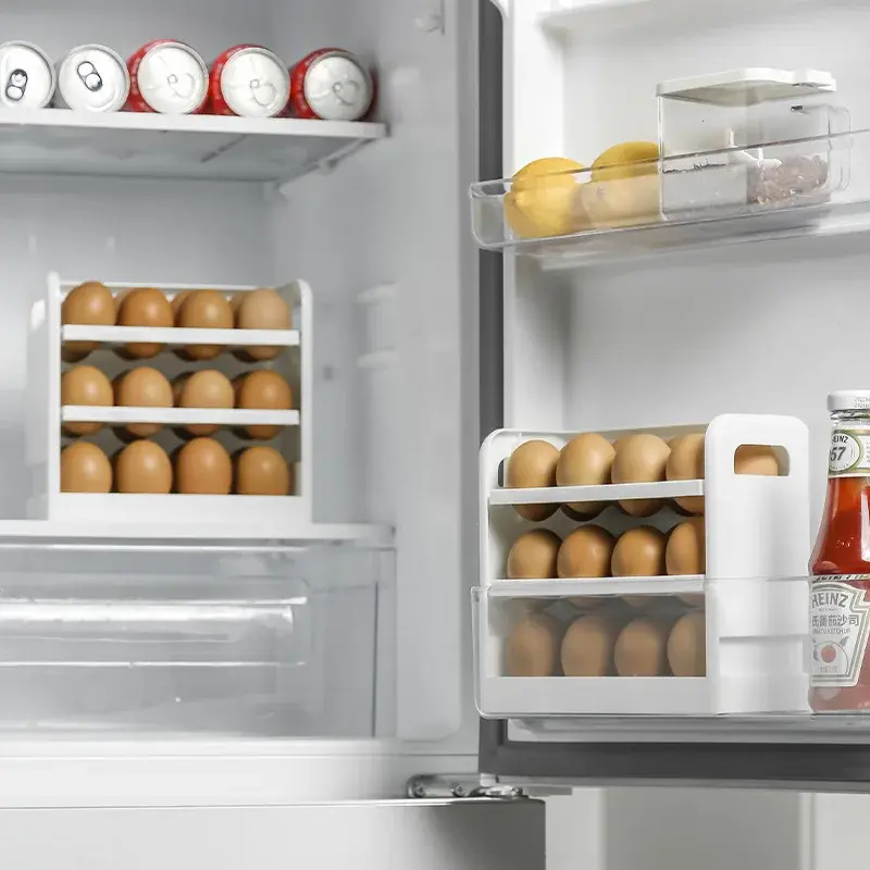 Egg storage box Refrigerator side door storage rack Kitchen special storage for egg tray crisper can be turned over egg box