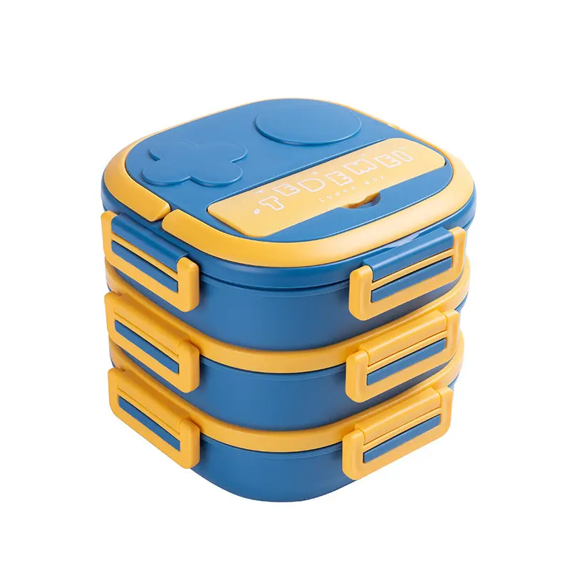 Laminated stainless steel insulated lunch box sealed students children divided lunch box with tableware portable bento box