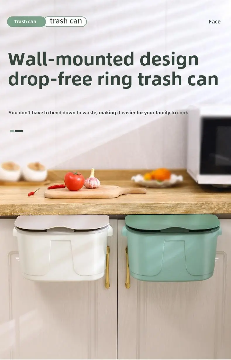 Kitchen trash can Household hanging food waste sorting foldable cabinet door wall hanging toilet toilet storage paper baskets