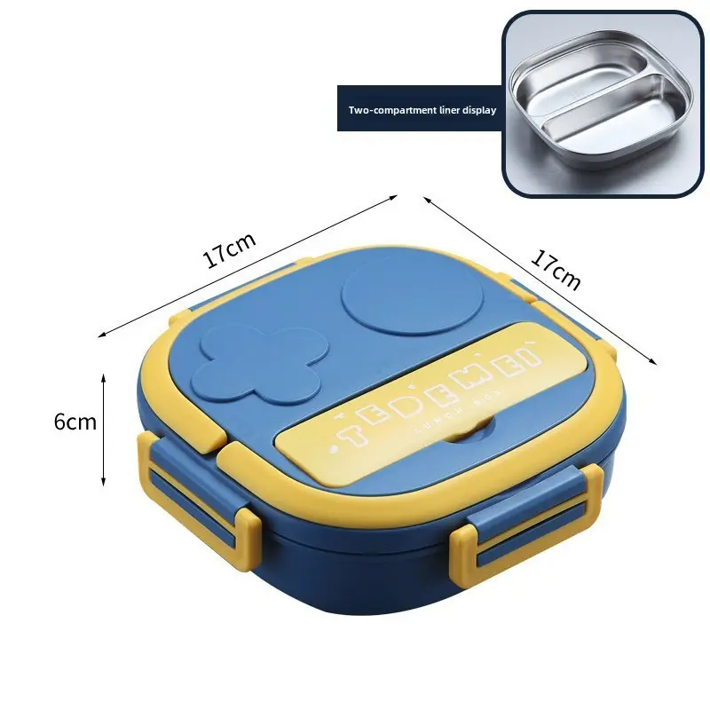Laminated stainless steel insulated lunch box sealed students children divided lunch box with tableware portable bento box