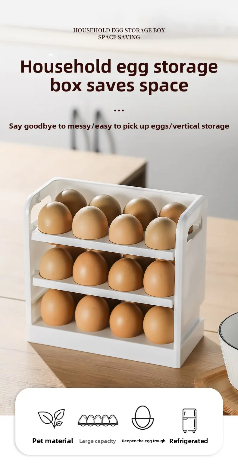 Egg storage box Refrigerator side door storage rack Kitchen special storage for egg tray crisper can be turned over egg box