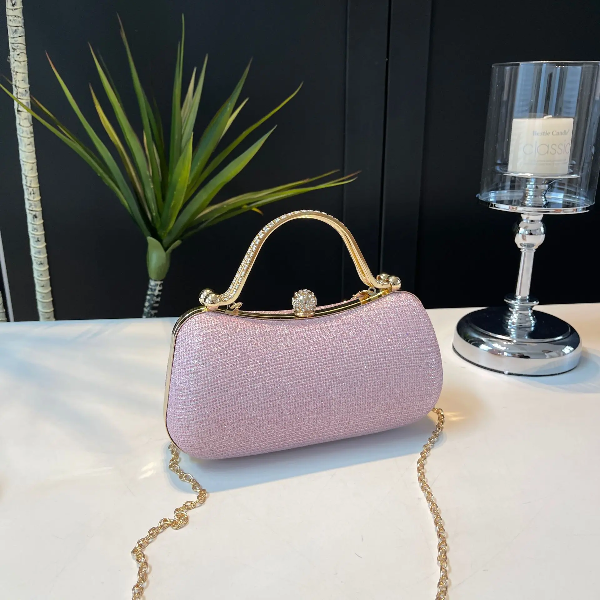 ins fashion women's bag new texture rhinestone handbag oblique span shoulder banquet bag Celebrity dinner bag clutch bag