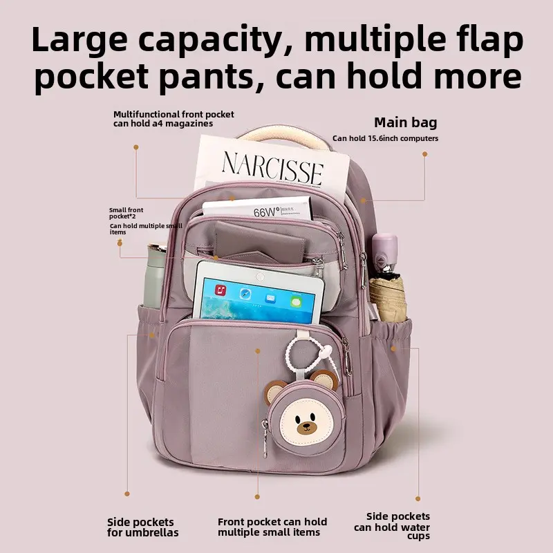 Schoolbag female junior high school students lightweight primary school girls three to five or six high capacity high quality