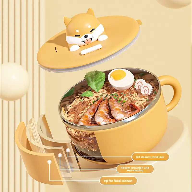Stainless steel instant noodle bowl with cover cute portable instant noodle magic can filter water canteen bento boxfastfood cup