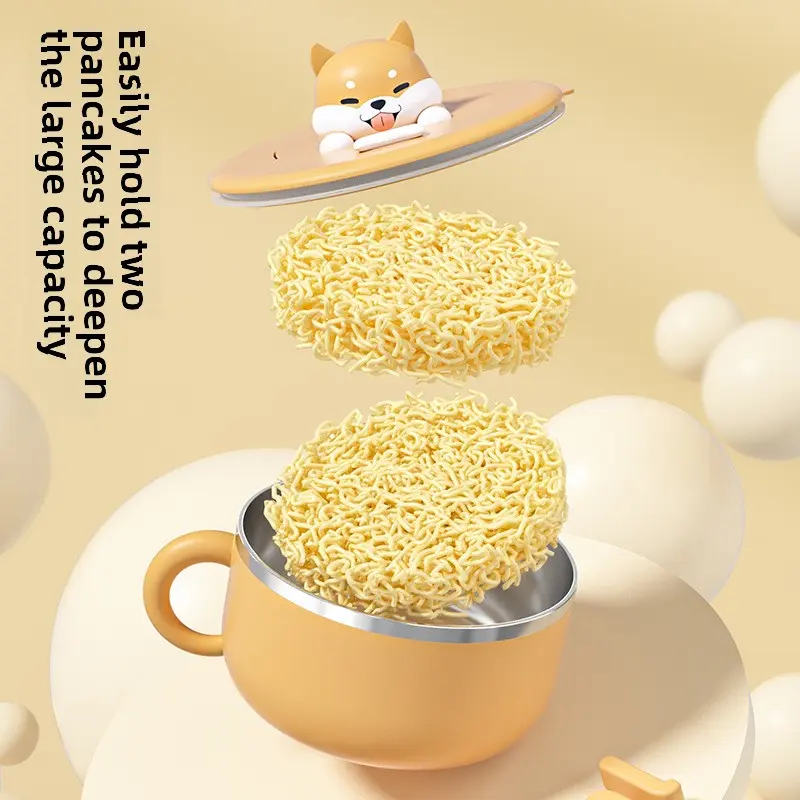 Stainless steel instant noodle bowl with cover cute portable instant noodle magic can filter water canteen bento boxfastfood cup