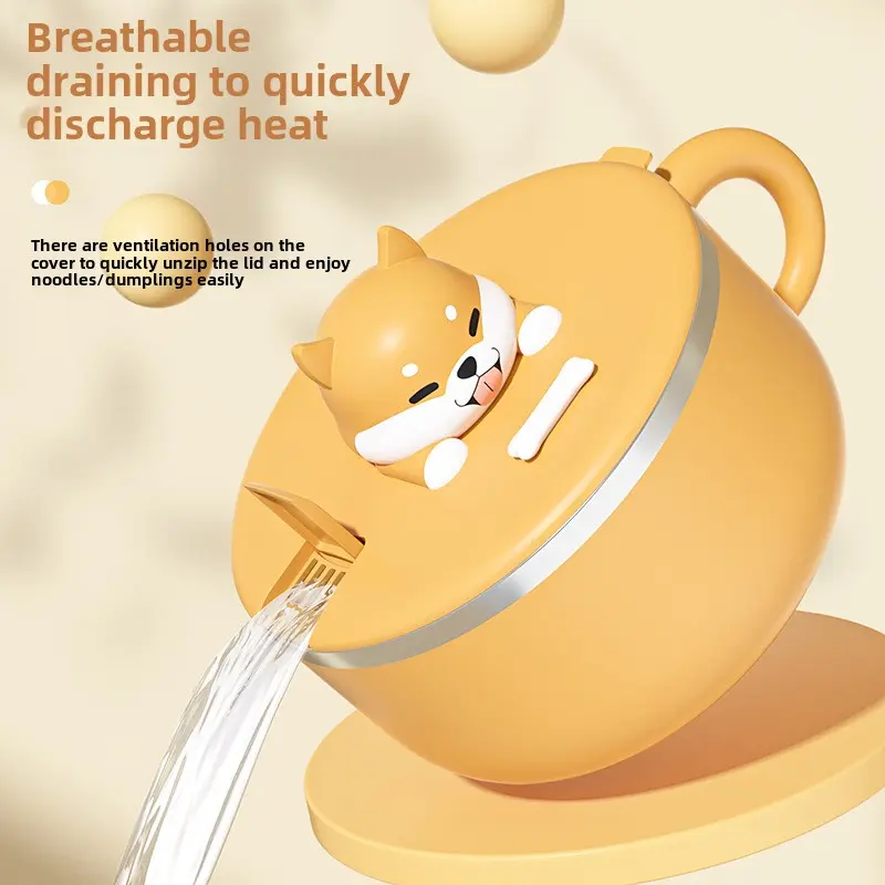Stainless steel instant noodle bowl with cover cute portable instant noodle magic can filter water canteen bento boxfastfood cup