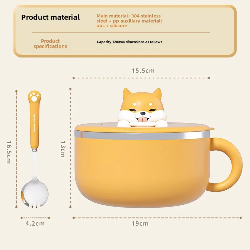 Stainless steel instant noodle bowl with cover cute portable instant noodle magic can filter water canteen bento boxfastfood cup