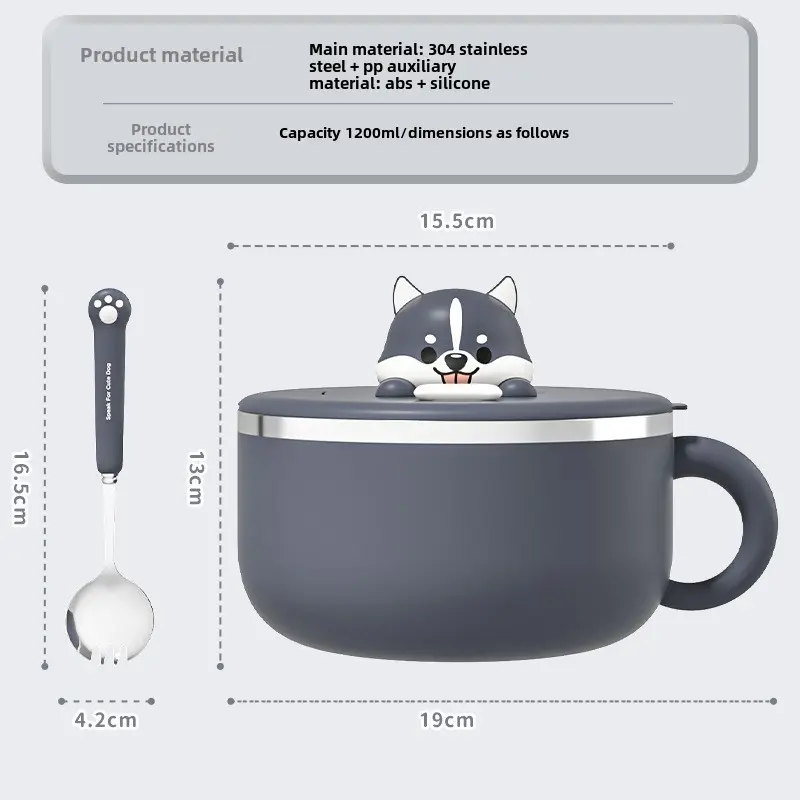 Stainless steel instant noodle bowl with cover cute portable instant noodle magic can filter water canteen bento boxfastfood cup