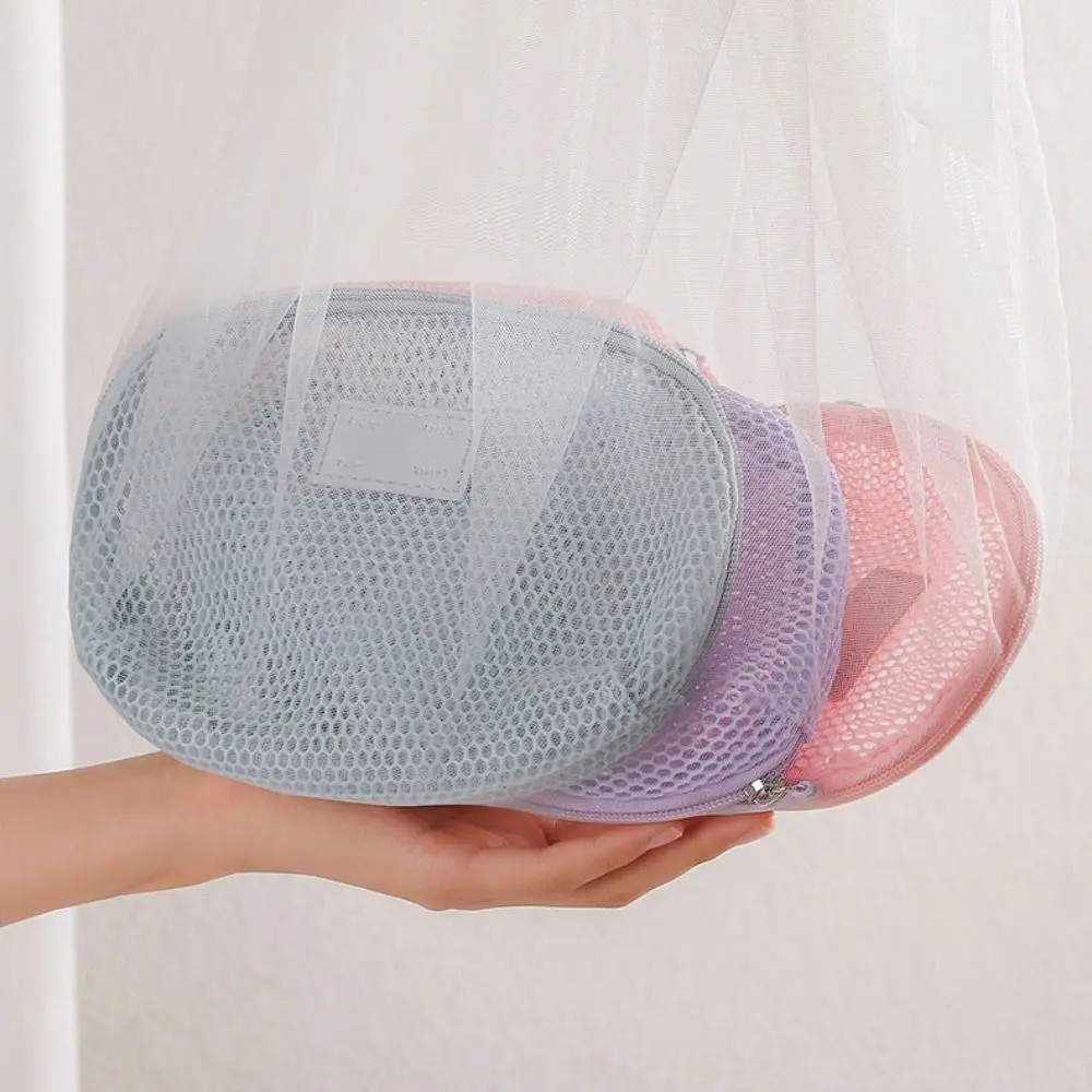 Casual Nylon Cosmetic Bag Hand-held Mesh Makeup Bags Multipurpose With Zipper Storage Pouch Travel Toiletry Wash Bags