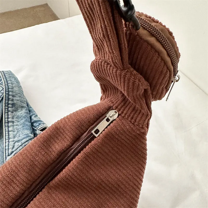 New trendy shoulder bag female ins day corduroy student class commute all-in-one high capacity crossbody Tote bag