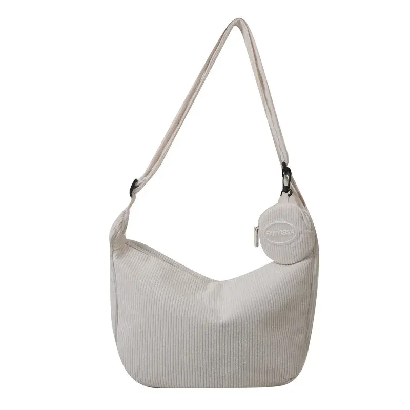 New trendy shoulder bag female ins day corduroy student class commute all-in-one high capacity crossbody Tote bag
