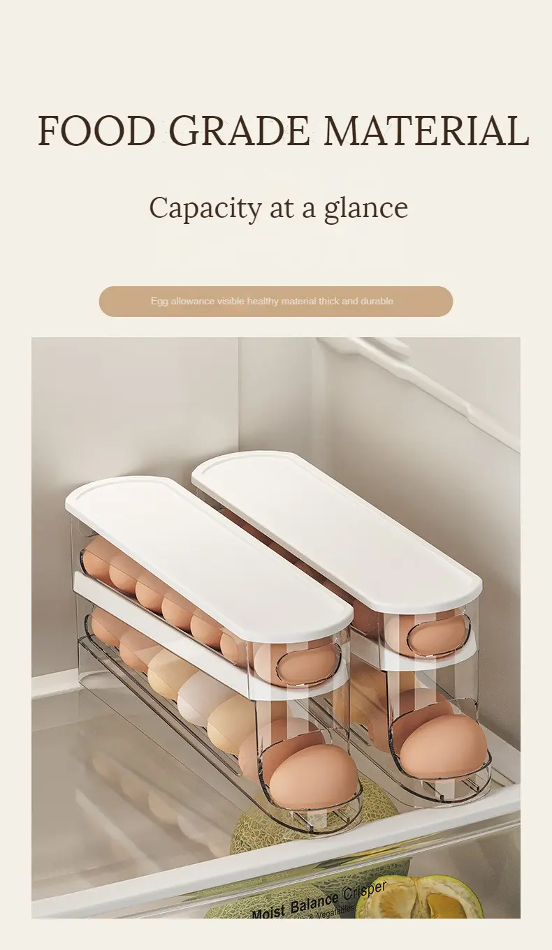 Bilayer Fridge Egg Storage Box Automatic Rolling Eggs Holder Rack Ladder Style Refrigerator Eggs Dispenser Egg Organizer Holder
