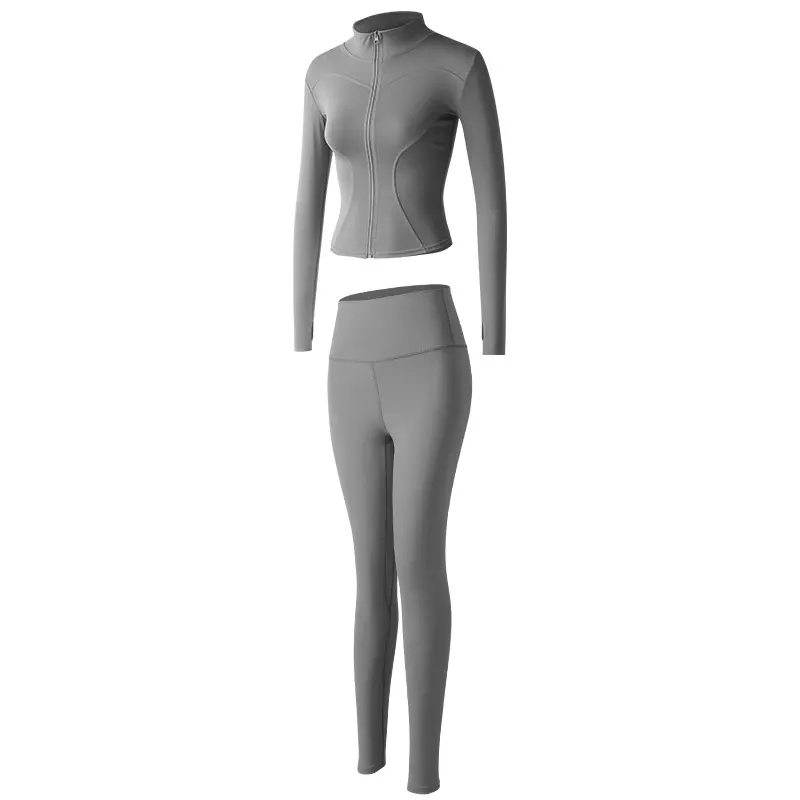 Juyitang yoga clothes women's gym running clothes long-sleeved sports jacket tight hip pants fitness clothes