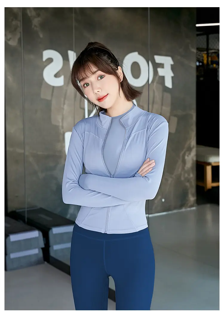 Juyitang yoga clothes women's gym running clothes long-sleeved sports jacket tight hip pants fitness clothes