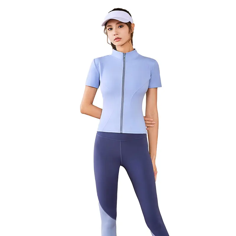 Juyatang high elastic yoga suit nude stand-up collar jacket fitness suit sports suit women