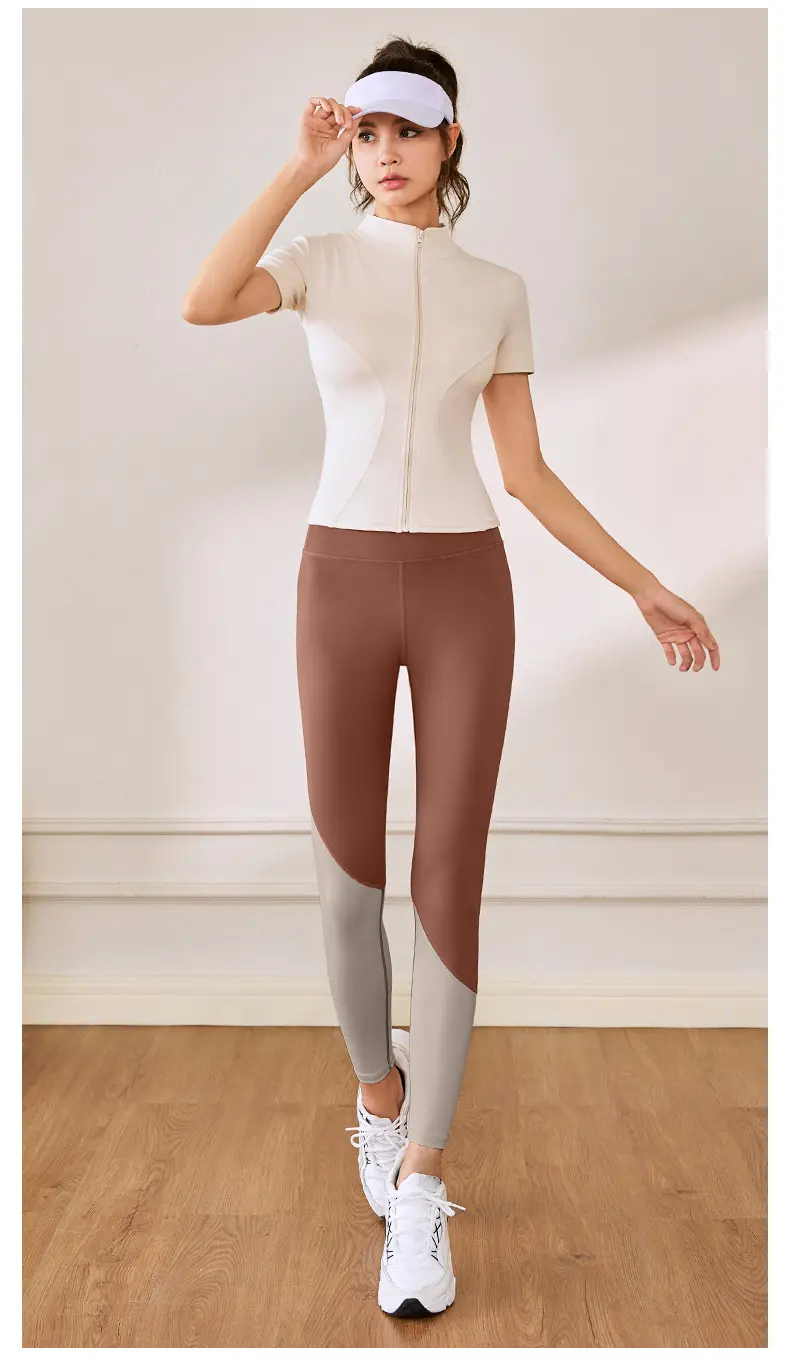 Juyatang high elastic yoga suit nude stand-up collar jacket fitness suit sports suit women