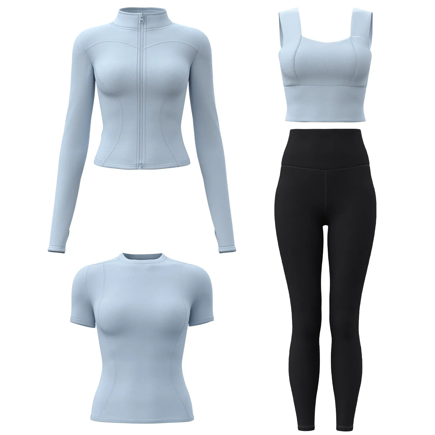 Juyitang Yoga Suit Fitness Suit Women's Sports Peach Hip Pants Running Jacket Skinny Sports Four-piece Set
