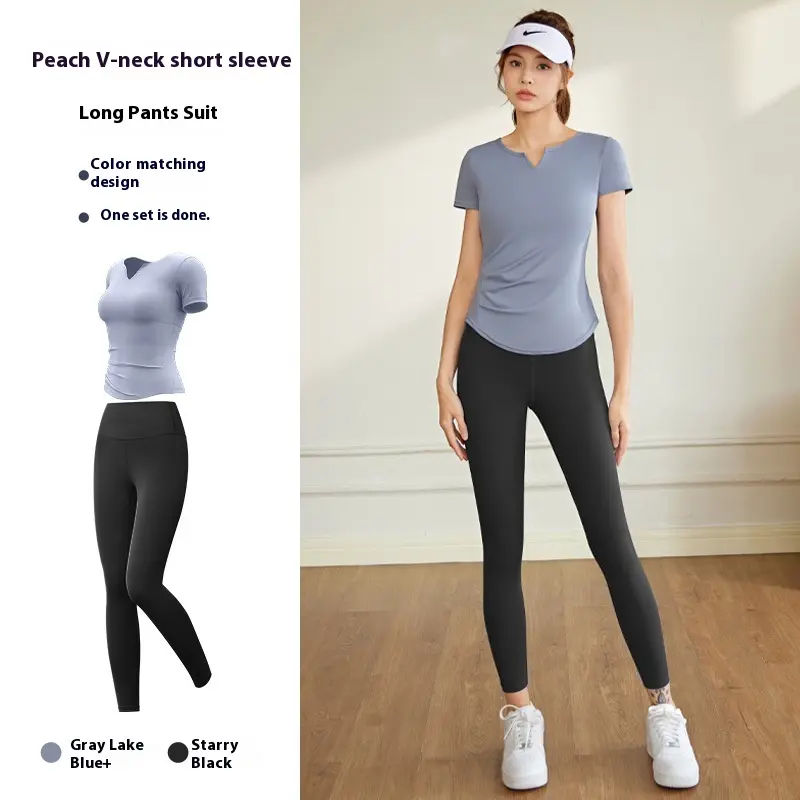 V-neck yoga suit running fitness training yoga suit women gym set women