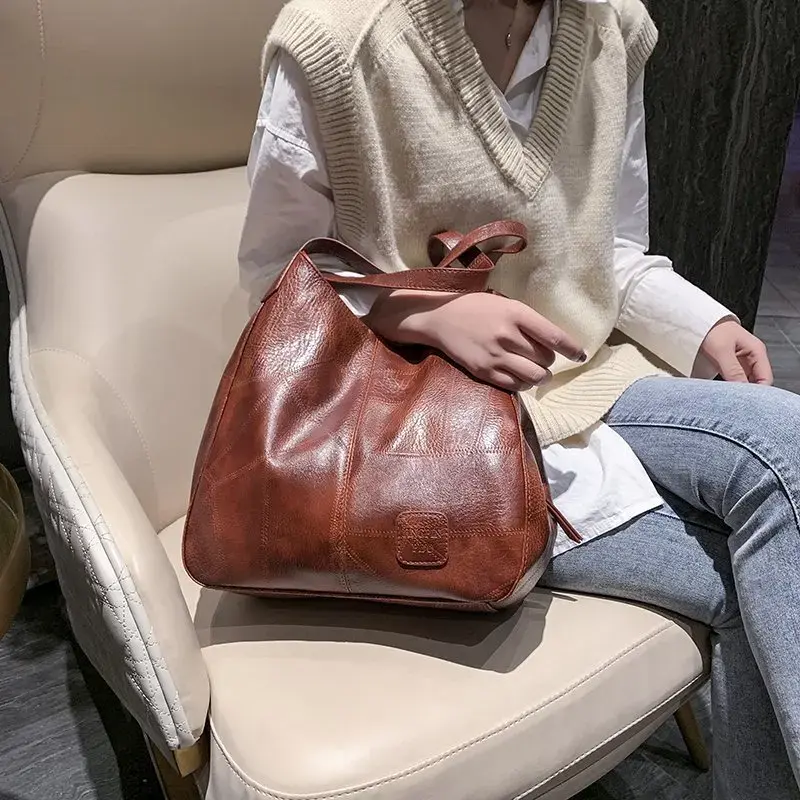 Bag women's new fashion soft leather shoulder bag large capacity all fashion crossbody bag Korean women's handbag