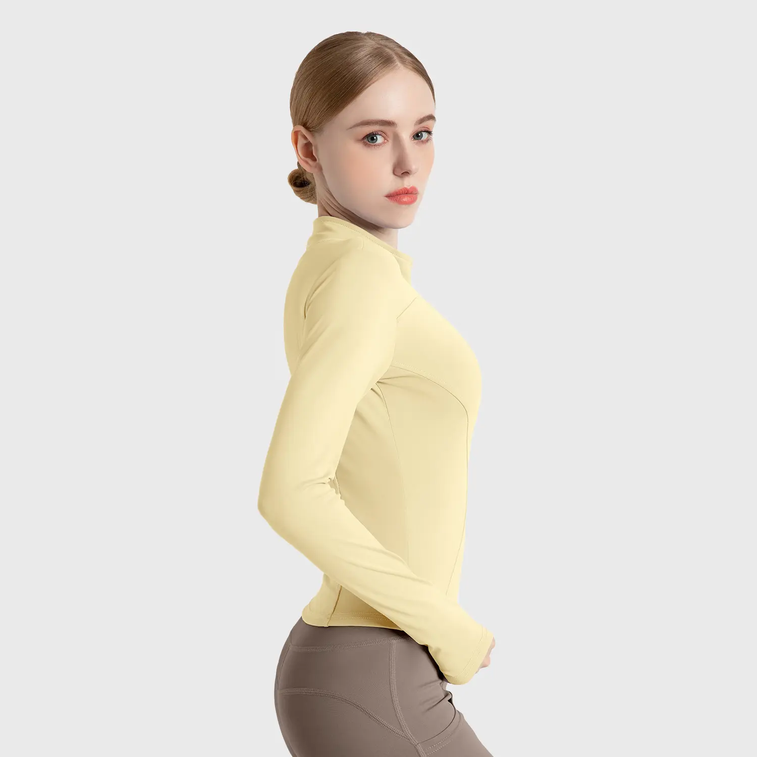 Juyitang high elastic yoga clothes outdoor running sports jacket thin fitness clothes yoga top long sleeve women