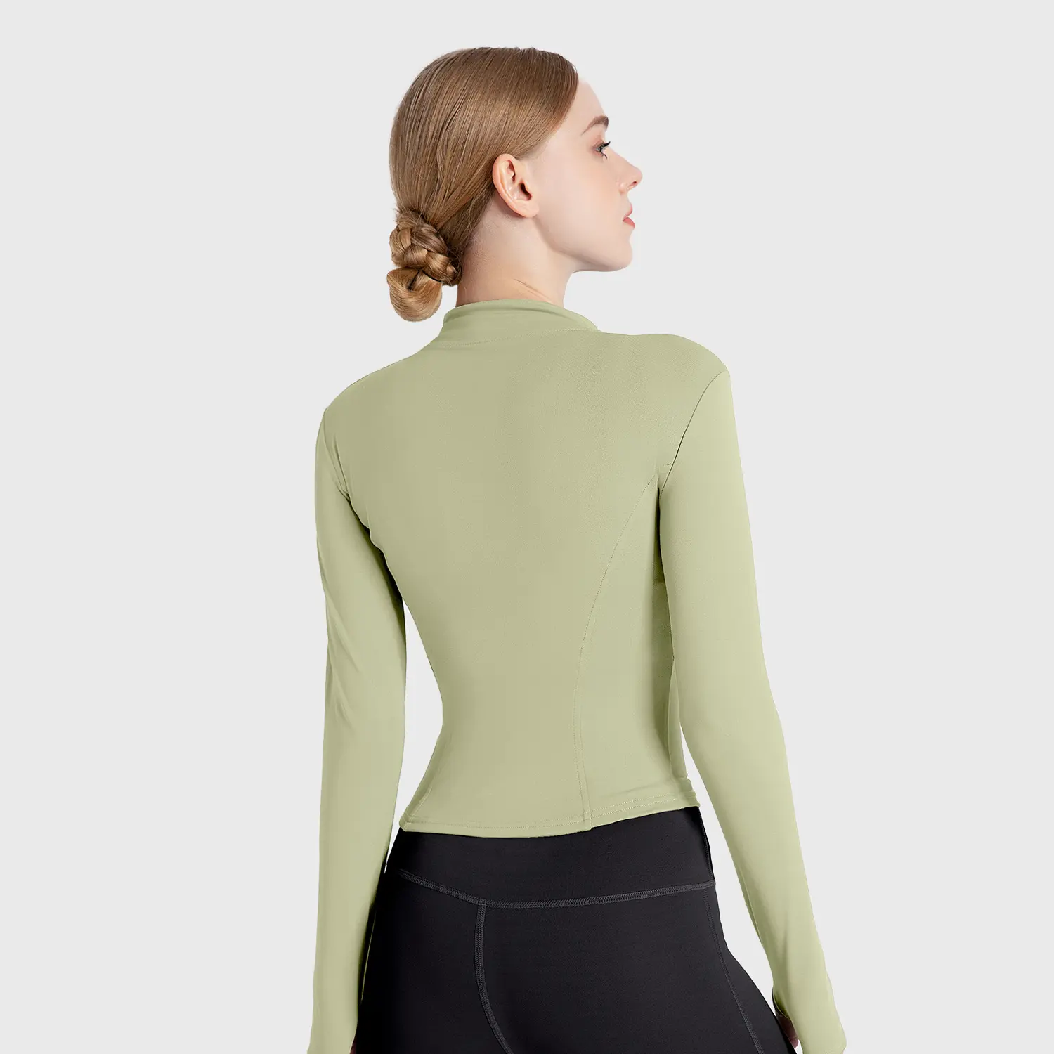 Juyitang high elastic yoga clothes outdoor running sports jacket thin fitness clothes yoga top long sleeve women