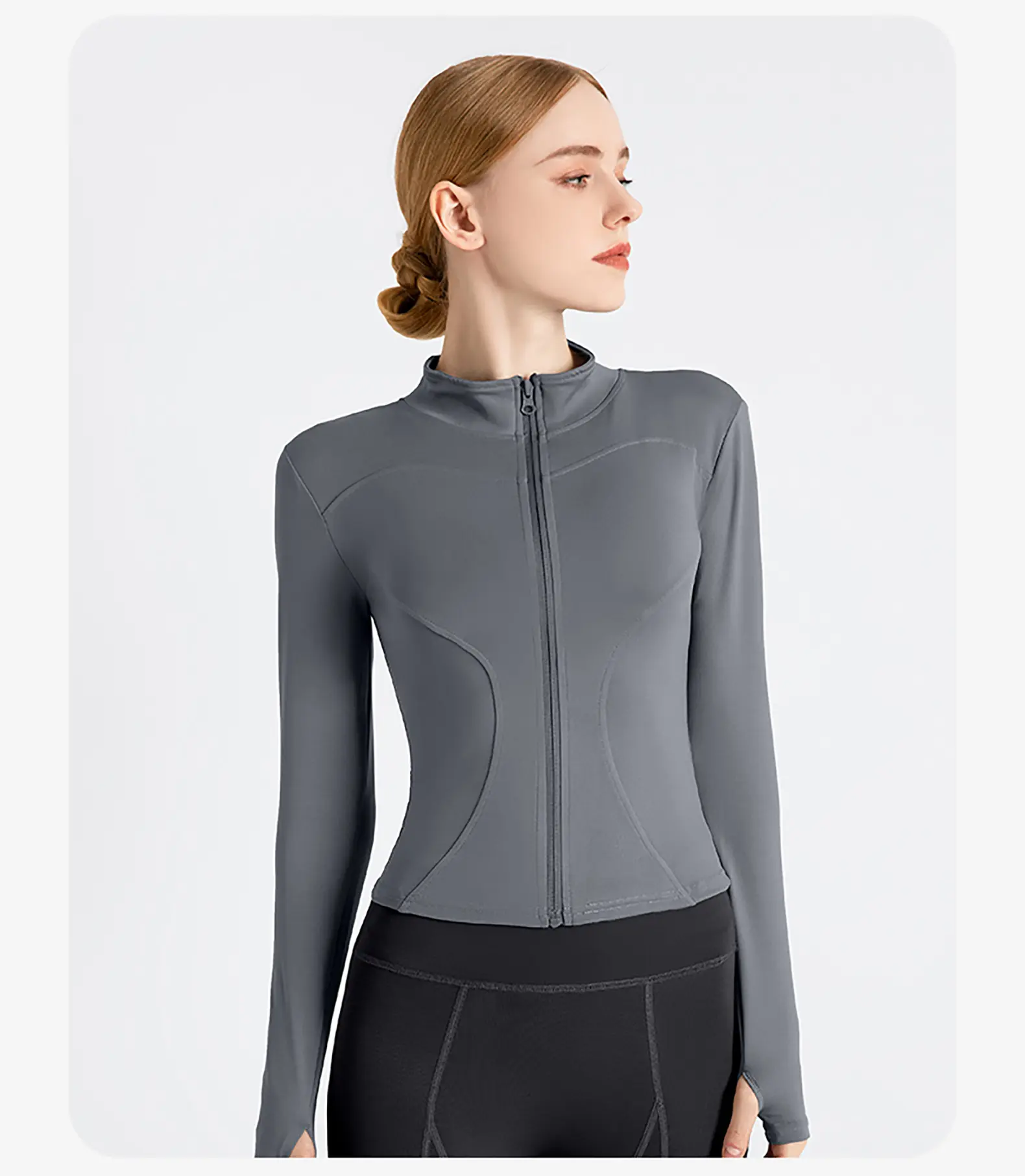 Juyitang high elastic yoga clothes outdoor running sports jacket thin fitness clothes yoga top long sleeve women