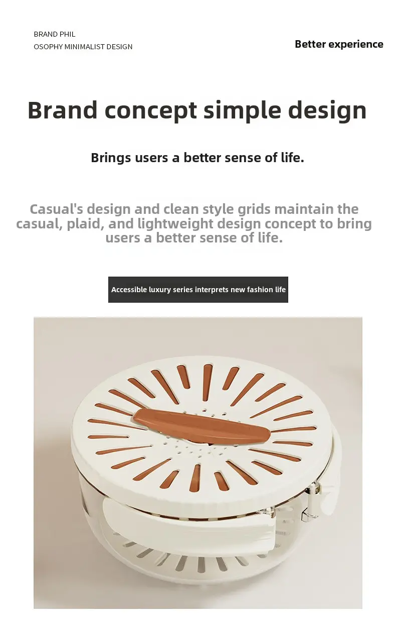 Handle type drain basket with cover Kitchen household wash fruit basket Refrigerator storage box thickened double