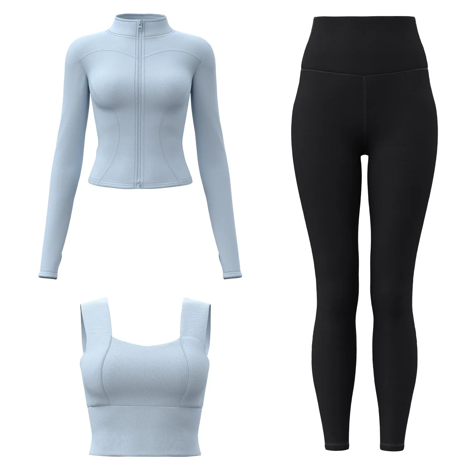 Juyitang Spring and Autumn Yoga Suit Three-piece Skinny Fitness Suit Morning Running Sports Suit