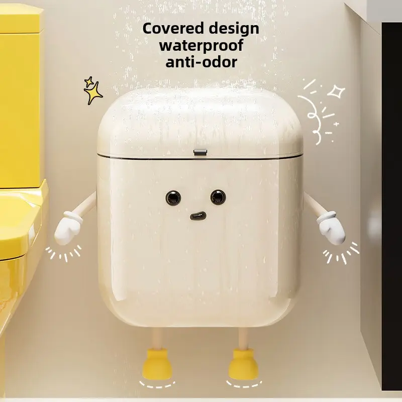 Bathroom trash can household advanced sense large capacity living room kitchen wall hanging with cover slit creative trash can
