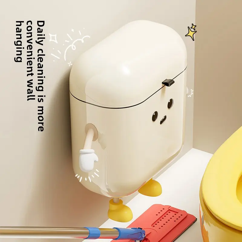 Bathroom trash can household advanced sense large capacity living room kitchen wall hanging with cover slit creative trash can