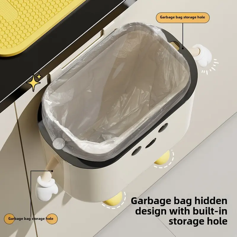 Bathroom trash can household advanced sense large capacity living room kitchen wall hanging with cover slit creative trash can