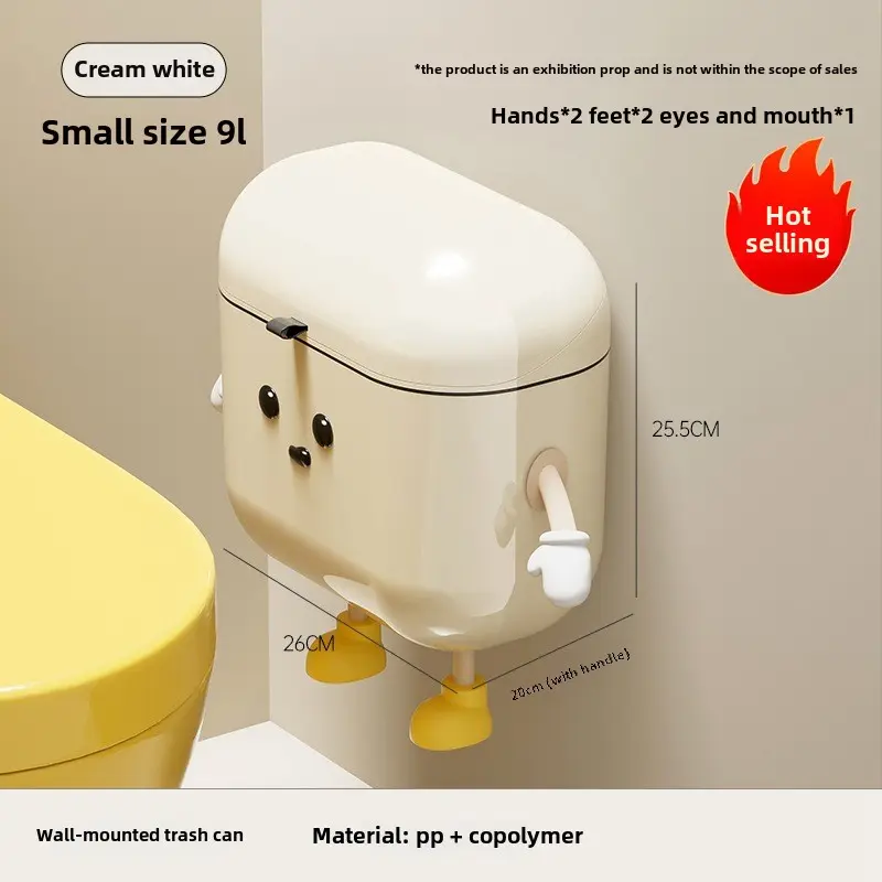 Bathroom trash can household advanced sense large capacity living room kitchen wall hanging with cover slit creative trash can