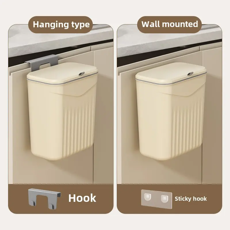 Kitchen hanging trash can Household cabinet wall hanging storage pail Plastic toilet Toilet with lid compost bin