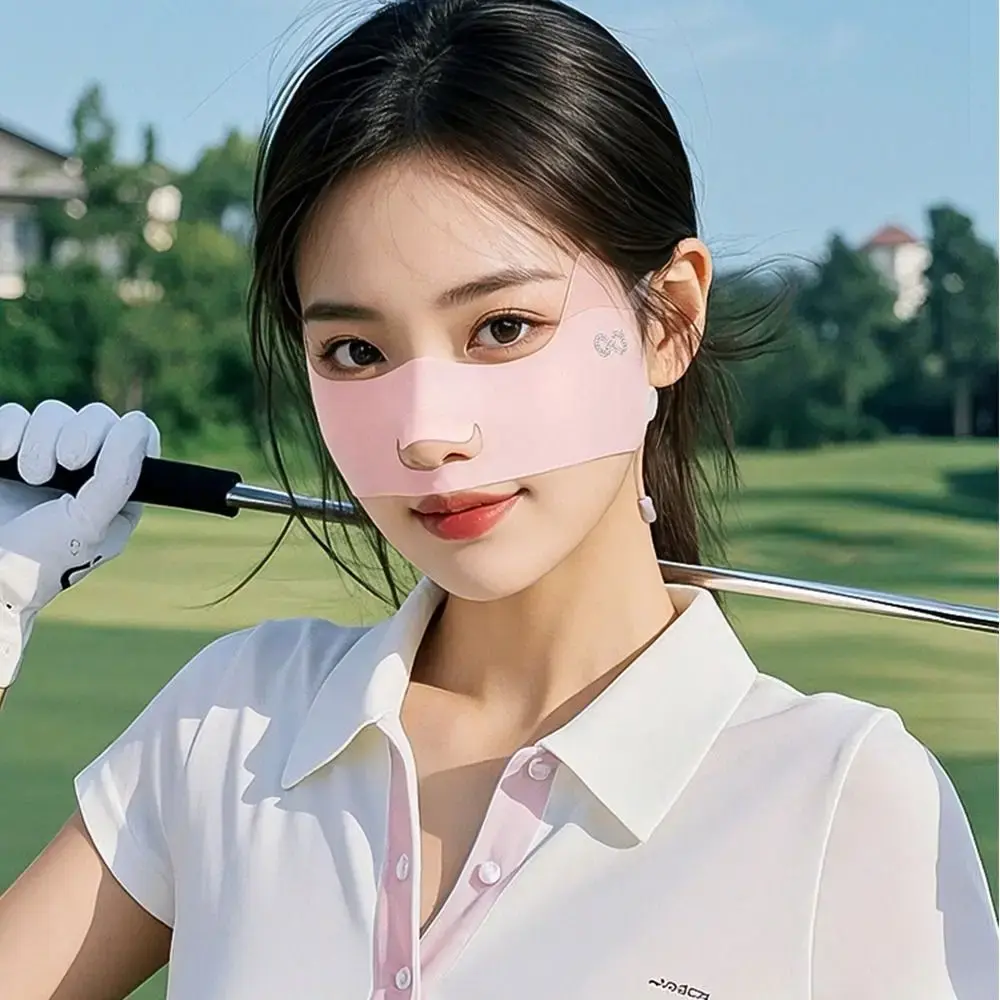 Summer Sun Protection Mask for Women Ice Silk Face Mask UPF50+ Breathable Face Shield for Golf Sports Canthus Protection