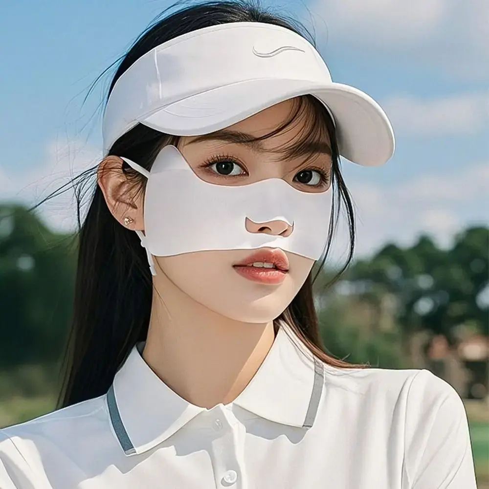 Summer Sun Protection Mask for Women Ice Silk Face Mask UPF50+ Breathable Face Shield for Golf Sports Canthus Protection