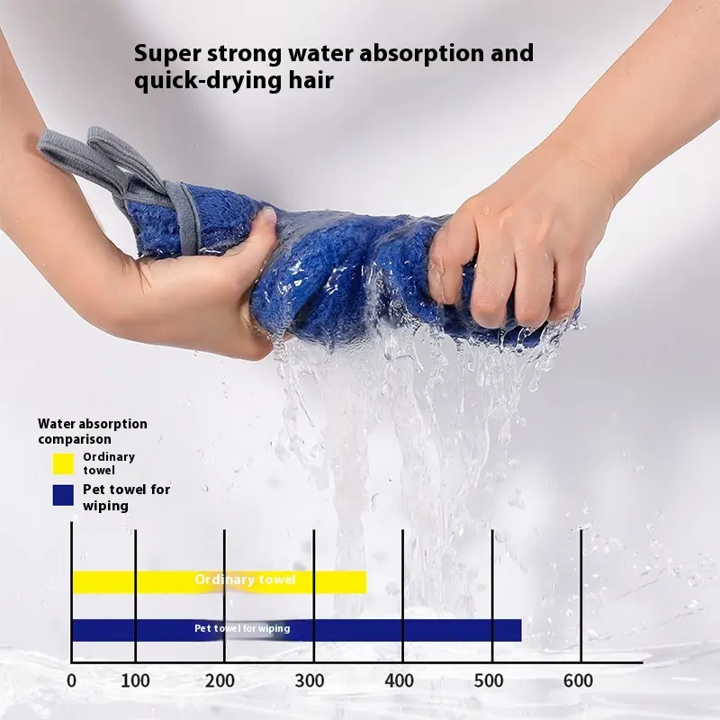 Pet towel dog hand-in bath towel quick-drying cat dog towel absorbent coral fleece bath towel bath dry