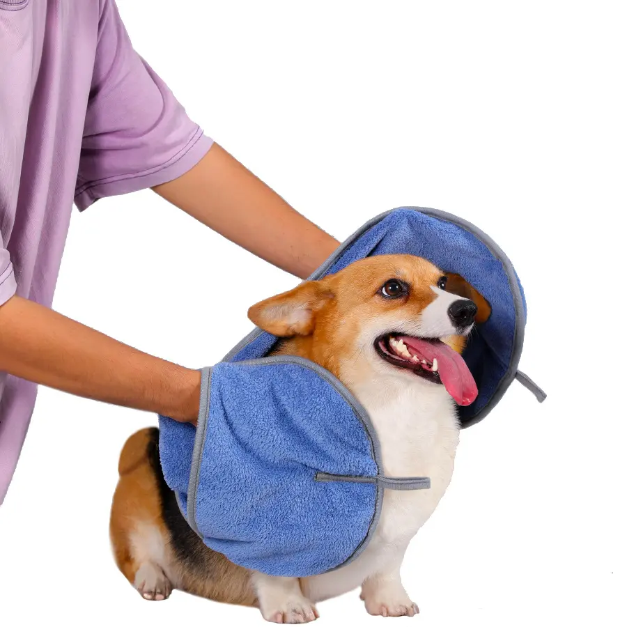 Pet towel dog hand-in bath towel quick-drying cat dog towel absorbent coral fleece bath towel bath dry