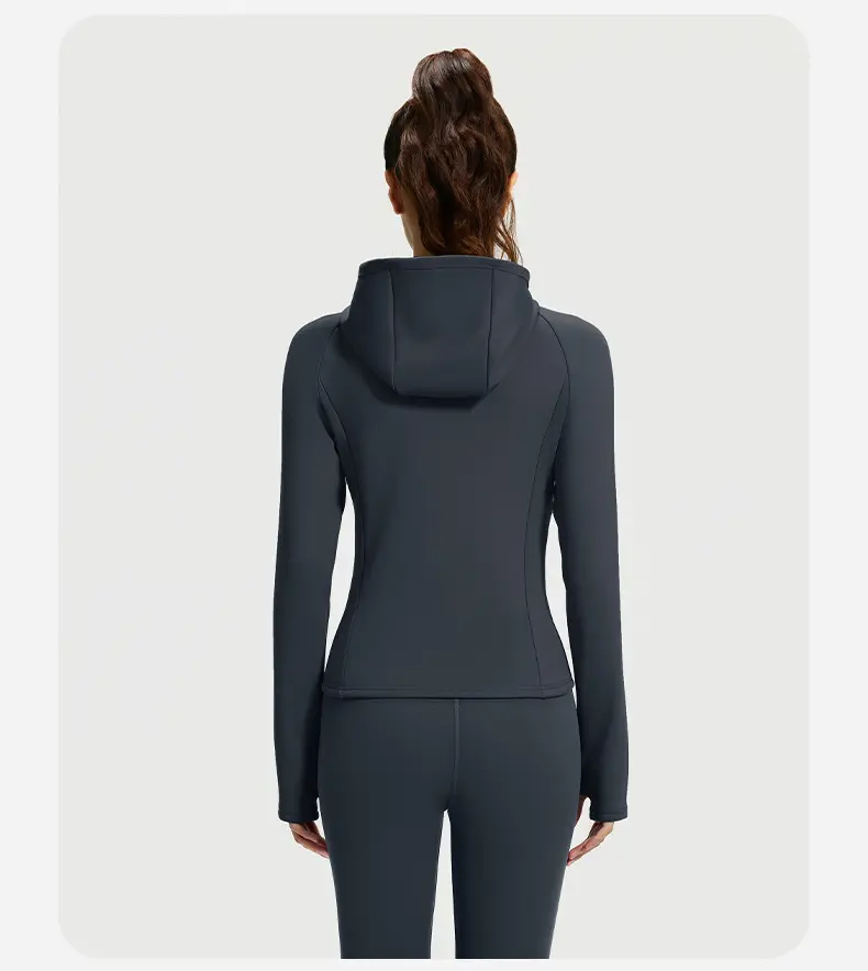 Juyitang autumn and winter velvet yoga suit slim waist women's casual versatile fitness hooded sports suit