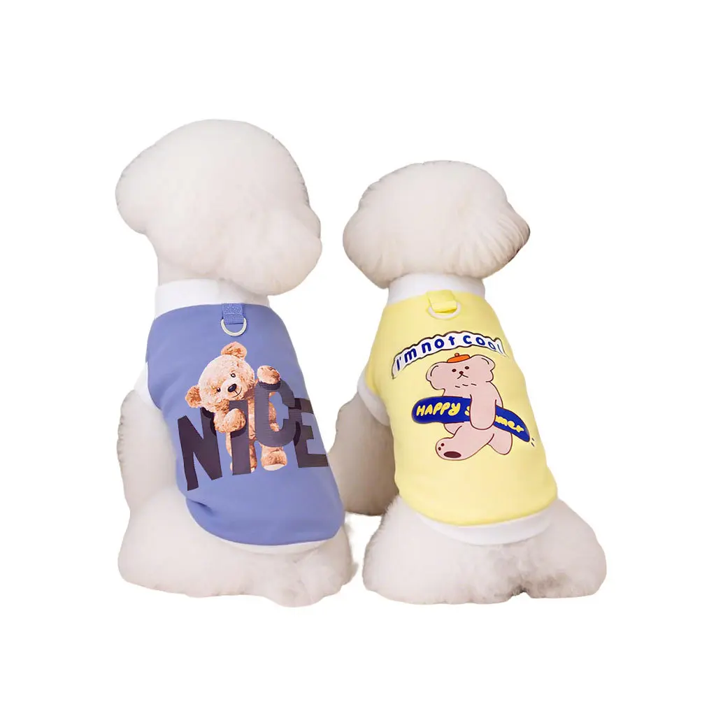 Pet Dog Clothing Pet Clothing Spring Summer Bichon Teddy Pet Vest Suspender Waffle Print T-Shirt dog costume