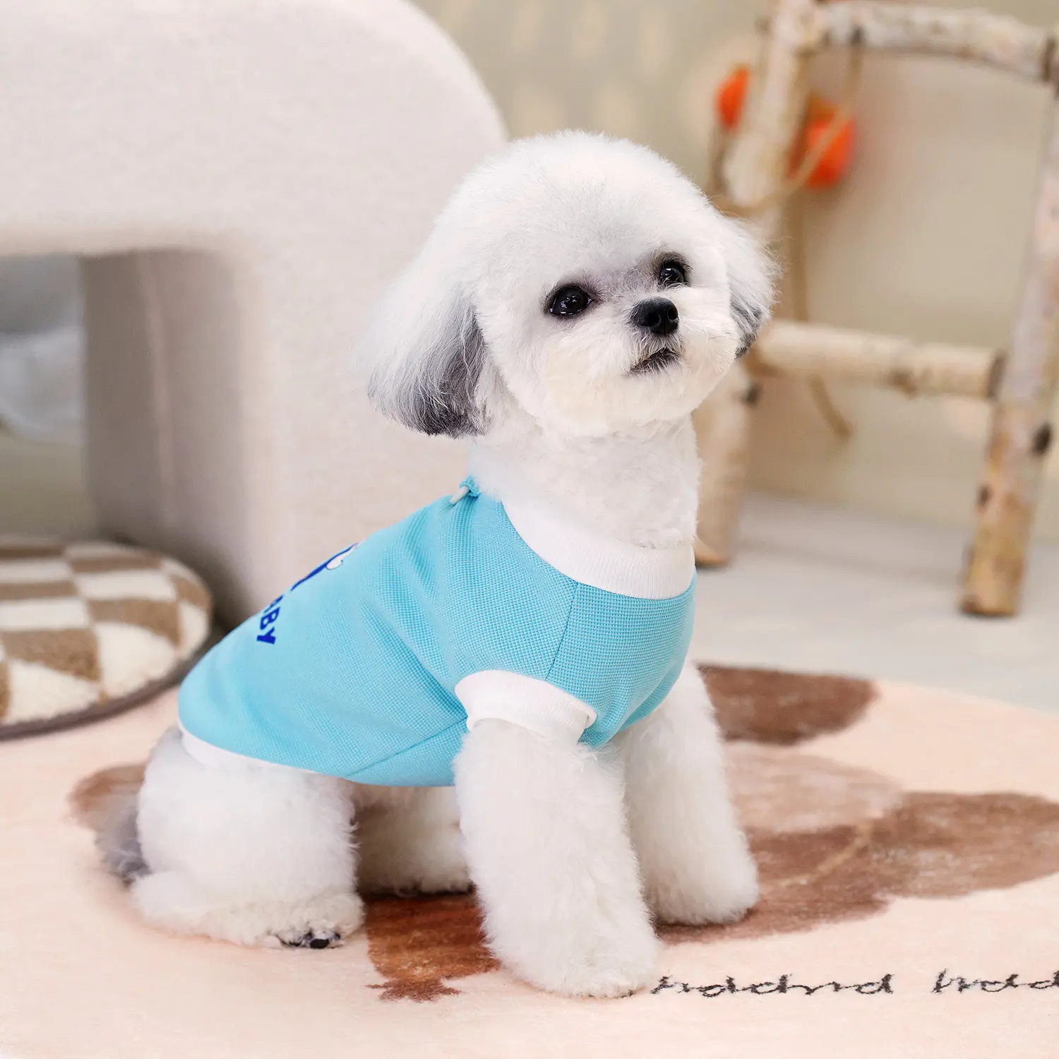 Pet Dog Clothing Pet Clothing Spring Summer Bichon Teddy Pet Vest Suspender Waffle Print T-Shirt dog costume