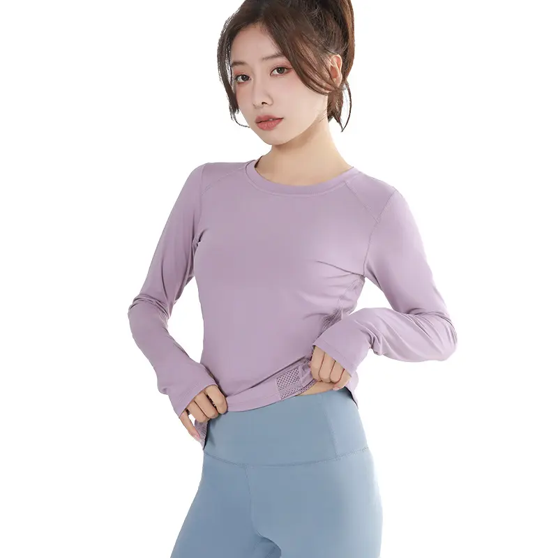 Sportswear beauty back mesh yoga clothes long sleeves sports top sports t-shirt workout top yoga tops women gym top