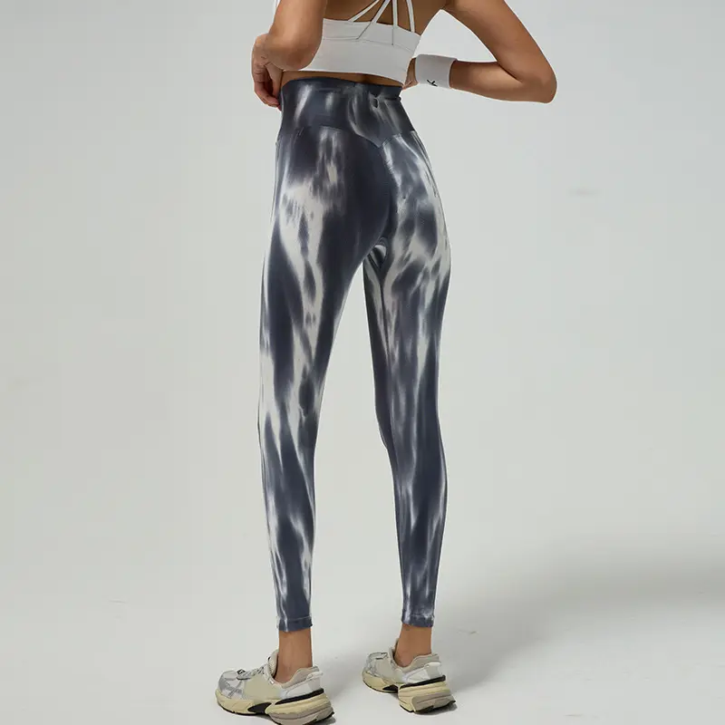 Spray dyed yoga trousers seamless fake plain weave tight nude feeling running yoga pants women leggings sport women fitness