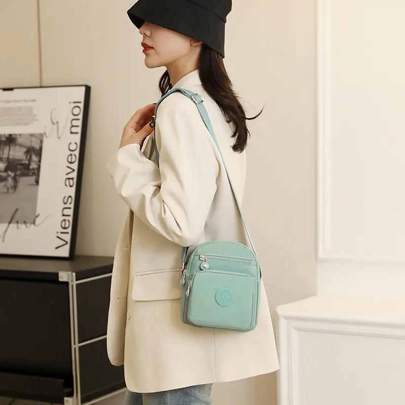 Small bags women's fashion casual shoulder bag nylon messenger bag multi-pocket small square bag crossbody bags for women