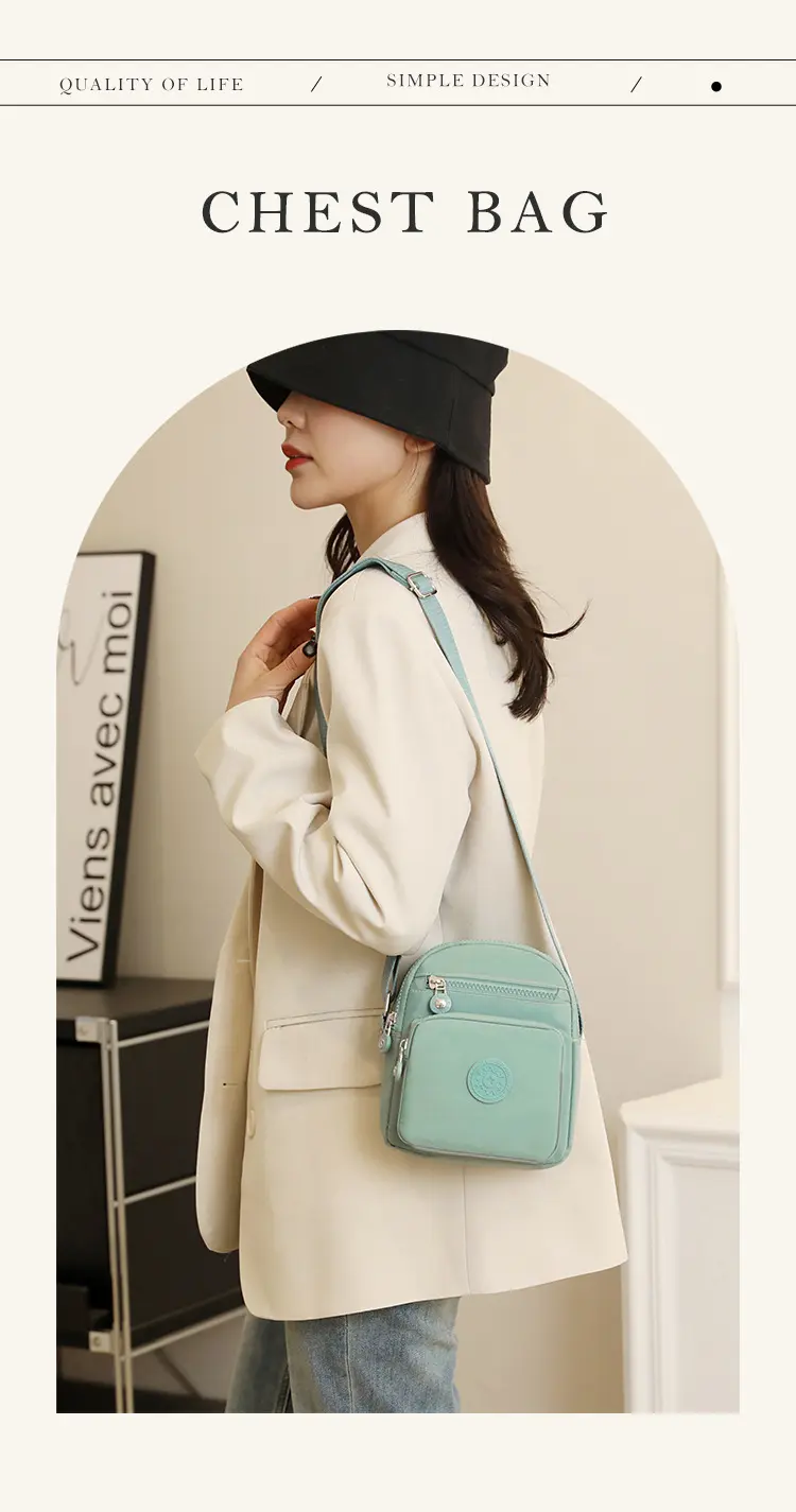 Small bags women's fashion casual shoulder bag nylon messenger bag multi-pocket small square bag crossbody bags for women